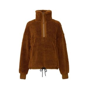 Varley Appleton Faux Sherpa Half-Zip Pullover Sweatshirt in Deep Turmeric